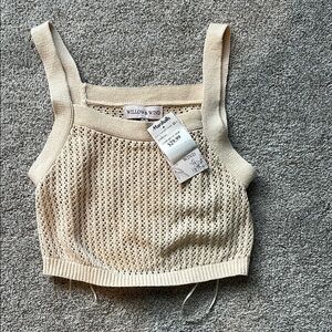 Tan Ribbed Crop Tank Top Sleeveless